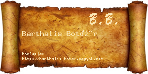 Barthalis Botár névjegykártya